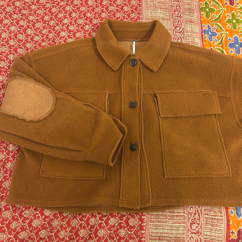 Women’s Boxy Free People Brown Teddy Jacket - Picture 1 of 8